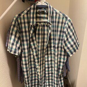 Van Heusen Checkered Dress Shirt | Short Sleeve | 15/15.5 Medium